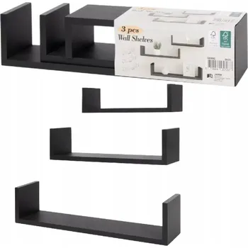 regál Dřevěná police Zd trading 48 x 10 cm bílá, černá, odstíny hnědé