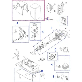 Pohon brány PRRB03 kompletní kryt pohonu Nice ROAD200, 400 - náhradní díl PRRB03 - set krytů pohonu Nice Road 200, Road400