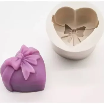 Forma na odlévání Forma na svíčky - Valentýnské srdce (Forma silikonová srdce s mašlí 75x30mm)