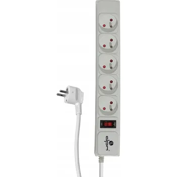 Napájecí kabel Prodlužovací Kabel kabel s přepěťovou ochranou DPM 3 m, 5 ks bílý