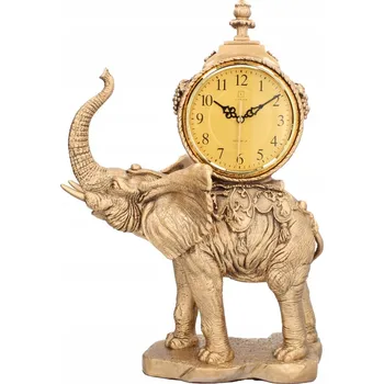 Hodiny LIVELLO Keramické stolní krbové hodiny retro zlaté 49 cm velké - SLON