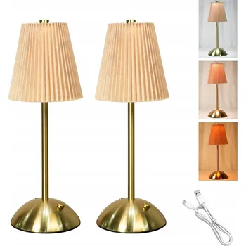 Lampička Noční Lampa LED Sada 2 kusů Bezdrátová USB-C Dotyková 30 cm Zlatá