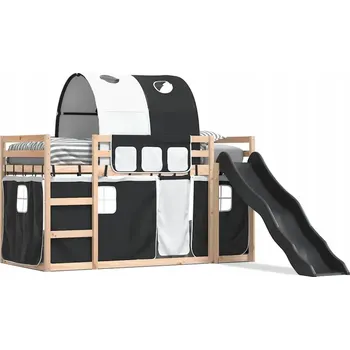 Postel Dřevěná patrová postel se skluzavkou, borovice, 205,5 x 87,5 x 113 cm, an