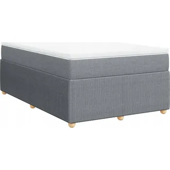 Postel Kontinentální postel světle šedá 190 x 120 x 46 cm s matrací a topperem