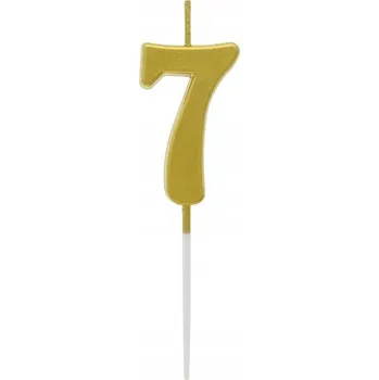 Svíčka zápich číslice 7 metalická zlatá 9,5x2,3 cm