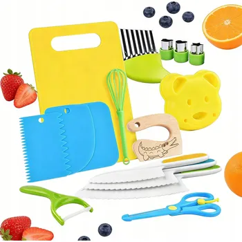Kuchyňský nůž BEZPEČNÁ SADA KUCHYŇSKÝCH NOŽŮ A PŘÍSLUŠENSTVÍ PRO DĚTI – MEGA SADA 17