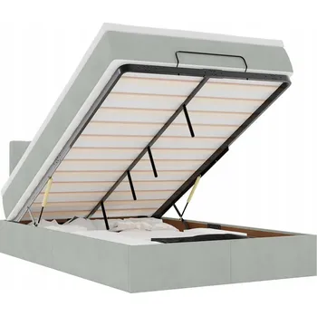 Postel Otomana s matrací 203x120 cm světle šedá, s LED osvětlením a úložným prostorem