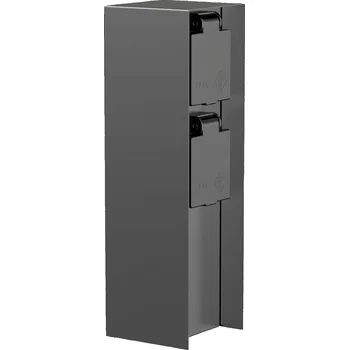 Elektrická zásuvka DVOJITÁ ZAHRADNÍ ZÁSUVKA VENKOVNÍ sloupek elektrický tmavě šedá