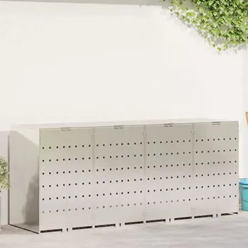 Úložný box Úložný box na 3 popelnice Stříbrná 340 x 77,5 x 115,5 cm