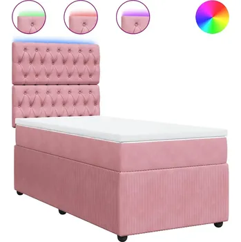 Postel Kontinentální postel s LED, růžová, 200 x 100 x 140,5/150,5 cm