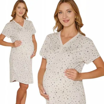 Dámské pyžamo Bavlna pyžamo pro Noční s patentkami na kojení a porod, velikost XXL