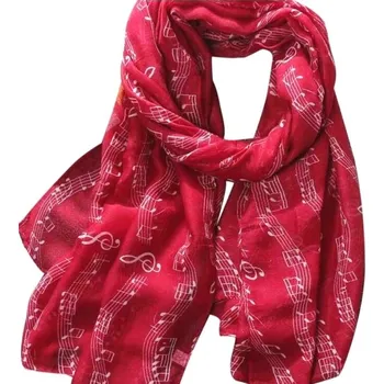 Šála Šál - tunel s potiskem notové osnovy (červený)