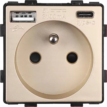 Elektrická zásuvka Elektrická Zásuvka, nástěnná USB zásuvka BSEED zlatá