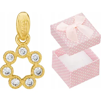 Přívěsek Kolečko KOŁO jemný stříbrný pozlacený přívěsek ZIRKON