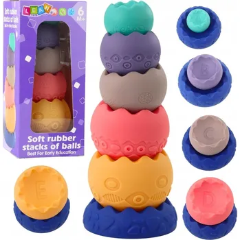 Hračka pro nejmenší Edukační Sada Měkká Vajíčka Míčky S Čísly Senzorická Věž 6 ks