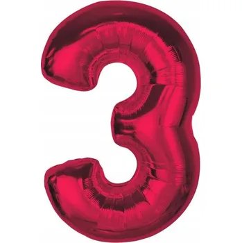 Balónek Fóliový balónek Smart, číslice 3, červený, 92 cm AA