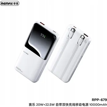 Powerbanka REMAX powerbank Cynlle 10000 mAh s kabely 20W+22.5W PD+QC Rychlé nabíjení Bílý
