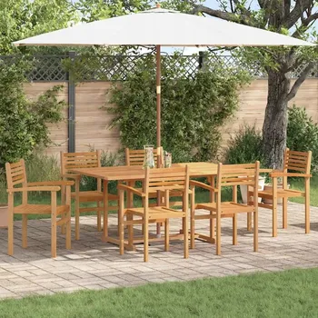 Jídelní set do zahrady, 7 ks, hnědý, masivní teakové dřevo