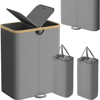 Koš na prádlo Koš na prádlo 2 přihrádky 150L 57x37x70 skládací s víkem