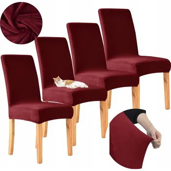Podsedák POTAHY NA ŽIDLE 4KS sada VELUR BORDOVÁ červená plyš