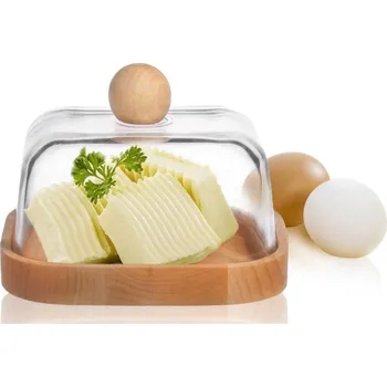 Dóza na potraviny Dóza na máslo dřevo + sklo - Kinekus