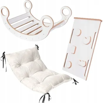 Dětská houpačka Montessori Houpačka set + stěna + skluzavka + Polštář DŘEVĚNÝ CERTIFIKÁT