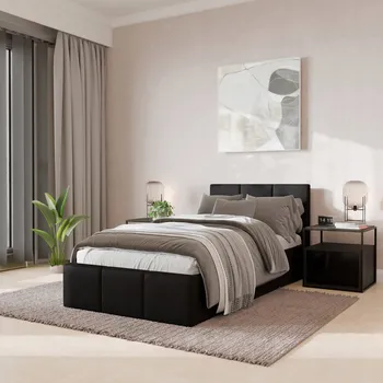 Postel Čalouněná dvoulůžková postel Muralo 90x200 grafit