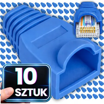 Síťový kabel 10 ks GUMOVÁ OCHRANA pro konektor RJ45, krytky FTP UTP kat. 6 6a 5e, modrá