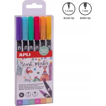 Oboustranný štětcový Fixy Apli Kids 6 barev