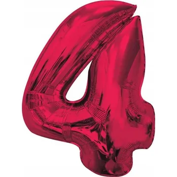 Balónek Fóliový balónek Smart, číslice 4, červený, 92 cm AA