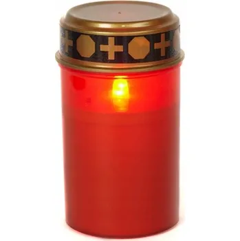 Svíčka Elektrický Hřbitovní Svíčka s časovačem, LED svíčka na baterie - červená