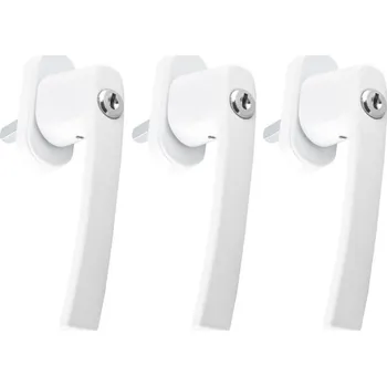 Okenní klika 3x OKENNÍ KLIKA SE ZÁMKEM A KLÍČEM BÍLÁ