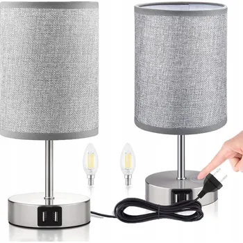 Lampička LAMPKA NOČNÍ STOLNÍ LAMPA STMÍVATELNÁ DOTYKOVÁ DO LOŽNICE 2KS + ŽÁROVKA