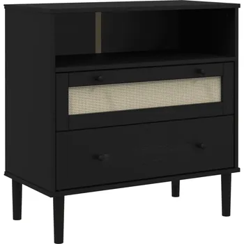 Komoda Černá skříňka SENJA z masivního borovicového dřeva, 80 x 40 x 80 cm