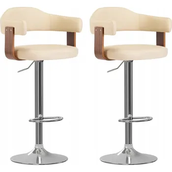 Barová židle Barové židle, 2 ks, krémové, ohýbané dřevo a umělá kůže