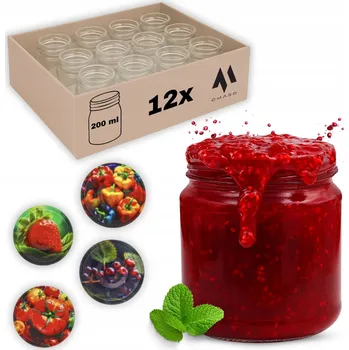 Sklenice 12 x ZAVAŘOVACÍ SKLENICE SE ŠROUBOVACÍM UZÁVĚREM 235ML ZAVAŘOVACÍ SKLENIČKA NA ZAVAŘENINY DŽEM PAMMER MED