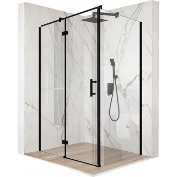 Sprchový kout 110 x 80 cm, výklopné dveře, černé sklo ESG 6 mm + povrchová úprava