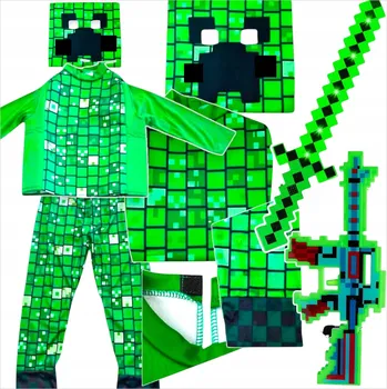 Karnevalový kostým KOSTÝM MINECRAFT PRO CHLAPCE CREEPER - MASKA A OBLEČENÍ, PŘEVLEK NA PLES