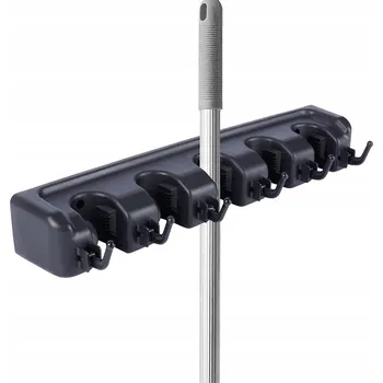 Věšák Věšák na mop, metlu a nářadí, černý, 5 držáků