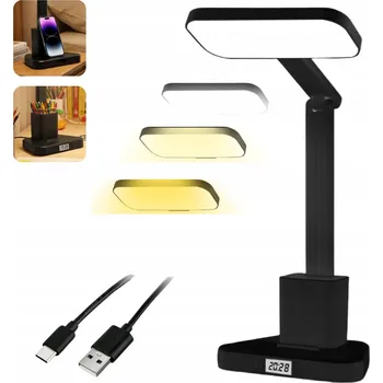 Lampička LED Stolní Lampa Stmívatelná Nastavitelná Školní Psací Stůl na Čtení + USB-C