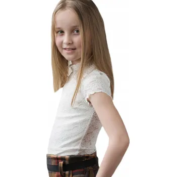 Dámská halenka Krajková halenka s krátkým rukávem, ecru barva, velikost 164 (do školy)