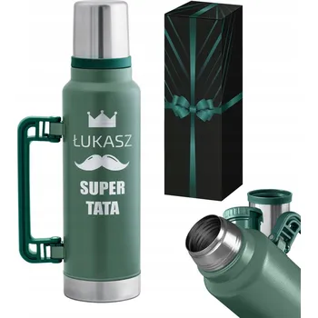 Termoska Termoska Murrano zelená 1,40 l s hrnkem, dvojité stěny, tradiční zátka