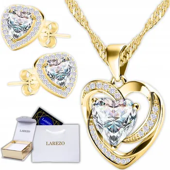 Náhrdelník Zlatý Náhrdelník Bílé Křišťálové Srdce POZLÁCENÝ 585 Zirkon STŘÍBRO 925