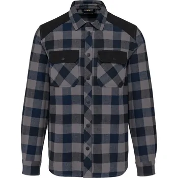 Pánská košile WK DESIGNED TO WORK WK 520 / Pánská pracovní kostkovaná košile - šedá 5XL