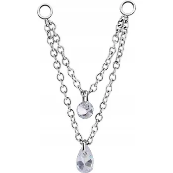 Řetízek Dvojitý řetízek s krystalky 30 mm, stříbrný