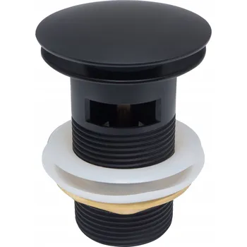 Sifon Automatická zátka umyvadla klik-klak Aqui, černá mosazná, kulatý