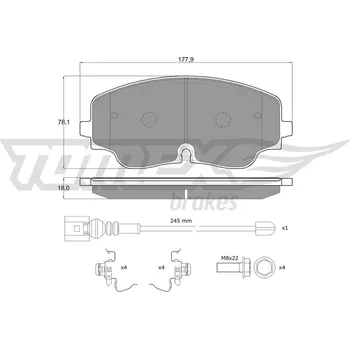 Brzdová destička Sada brzdových destiček, kotoučová brzda TOMEX TX 19-87