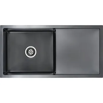 Nerezový dřez Černý kuchyňský dřez s odkapávačem 87 x 44 x 20 cm, nerezová ocel