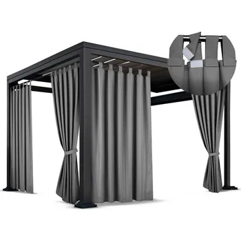 Pergola Venkovní zahradní závěs s poutky LISBOA tmavě šedá 155 cm x různé výšky (cena za 1 kus) MyBestHome Rozměr: 155x210 cm Poutka se suchými zipy