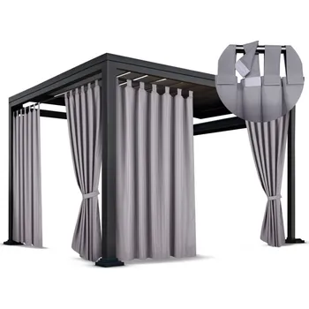Pergola Venkovní zahradní závěs s poutky LISBOA šedá 155 cm x různé výšky (cena za 1 kus) MyBestHome Rozměr: 155x200 cm Poutka se suchými zipy